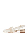 Dancing Matilda Buckle Detail Heeled Pumps, White Mix