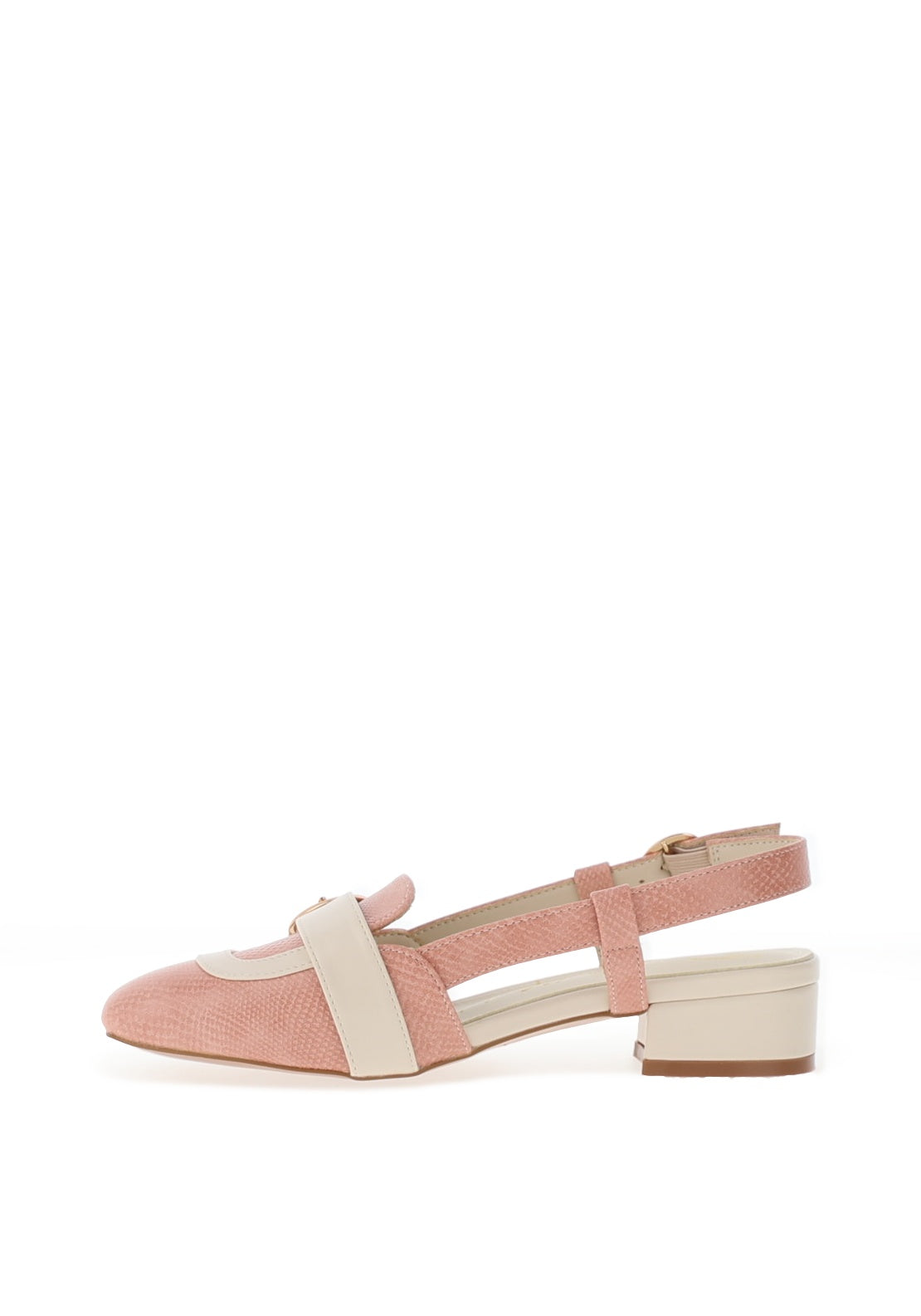 Dancing Matilda Buckle Detail Heeled Pumps, Salmon Pink