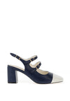 Dancing Matilda Trapeze Double Strap Heeled Shoes, Navy