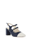Dancing Matilda Trapeze Double Strap Heeled Shoes, Navy