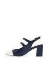 Dancing Matilda Trapeze Double Strap Heeled Shoes, Navy