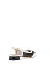 Dancing Matilda Trapeze Geo Printed Sling Back Flat Shoes, White & Black