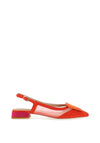 Dancing Matilda Trapeze Colour Block Sling Back Flat Shoes, Orange