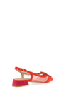 Dancing Matilda Trapeze Colour Block Sling Back Flat Shoes, Orange