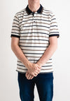 Daniel Grahame Striped Polo Shirt, Ecru Multi