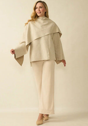 d.e.c.k by Decollage One Size Draped Cape, Beige