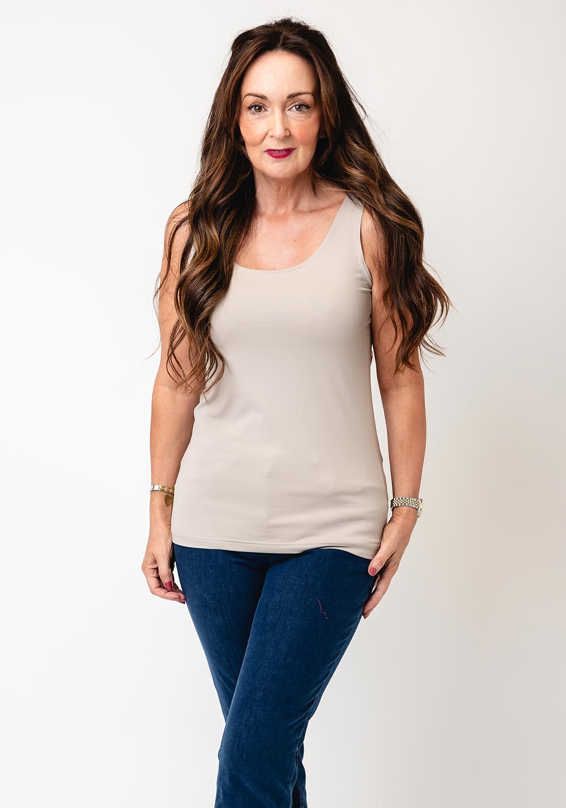 d.e.c.k. by Decollage Pia Vest Top, Beige