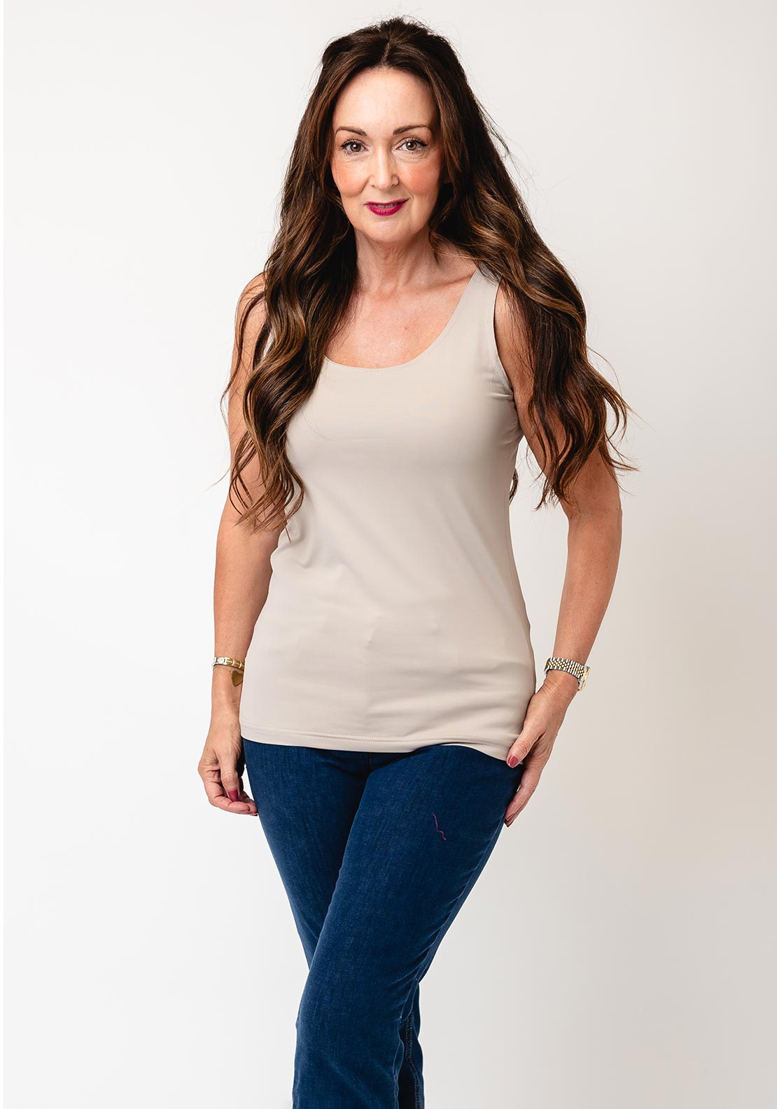 d.e.c.k. by Decollage Pia Vest Top, Beige
