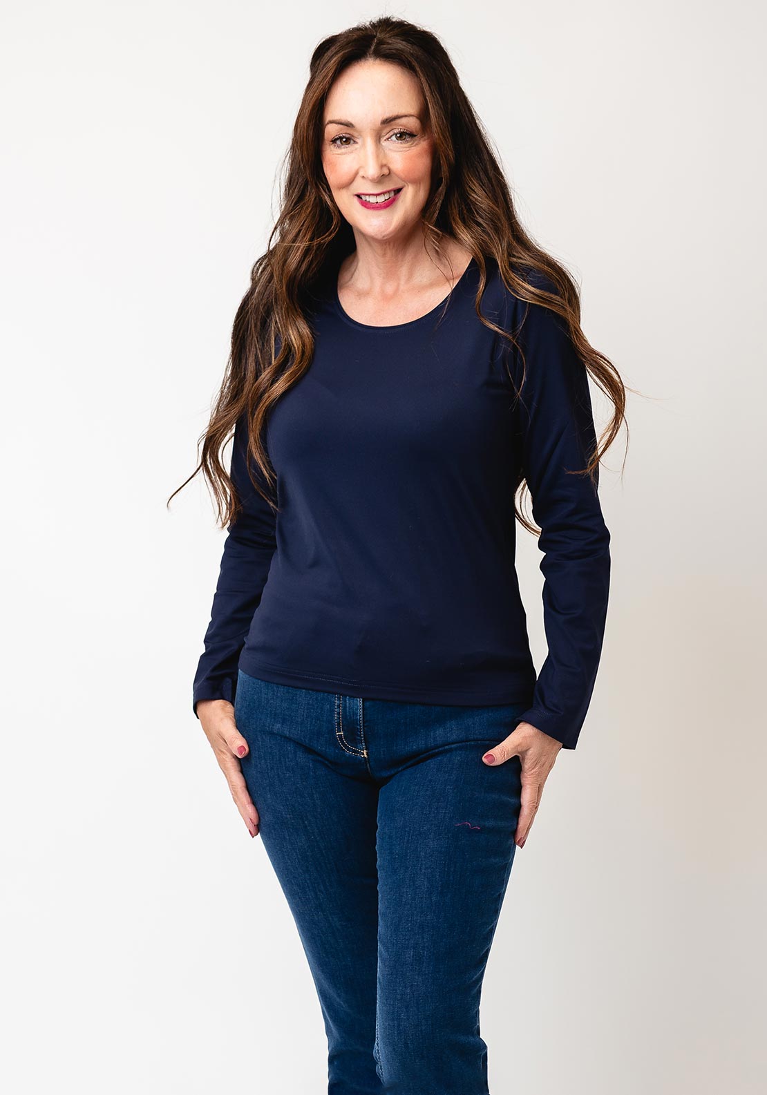 d.e.c.k by Decollage Jersey Fitted Top, Navy
