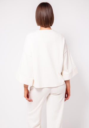d.e.c.k by Decollage One Size Boxy Sweater, Cream