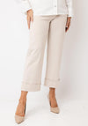 d.e.c.k by Decollage Turned Up Hem Wide Leg Trousers, Beige