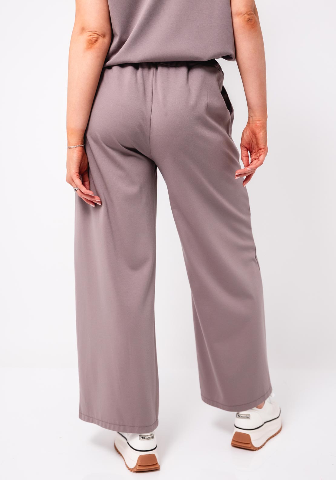 D.E.C.K By Decollage Elasticated Wide Leg Trousers, Taupe
