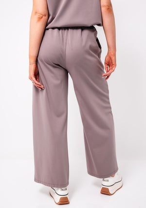D.E.C.K By Decollage Elasticated Wide Leg Trousers, Taupe
