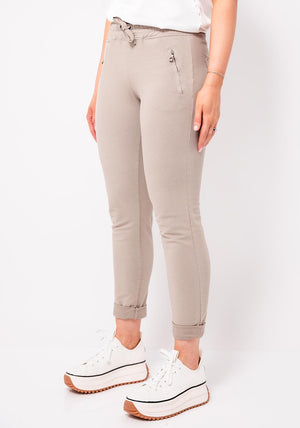 D.E.C.K By Decollage Zipped Slim Leg Joggers, Taupe