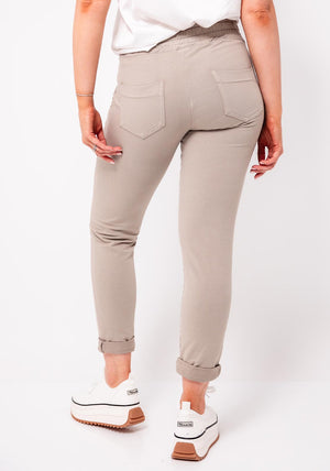 D.E.C.K By Decollage Zipped Slim Leg Joggers, Taupe
