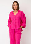 D.e.c.k by Decollage Linen Cropped Sleeve Blouse, Pink