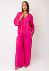 D.e.c.k by Decollage Linen Cropped Sleeve Blouse, Pink