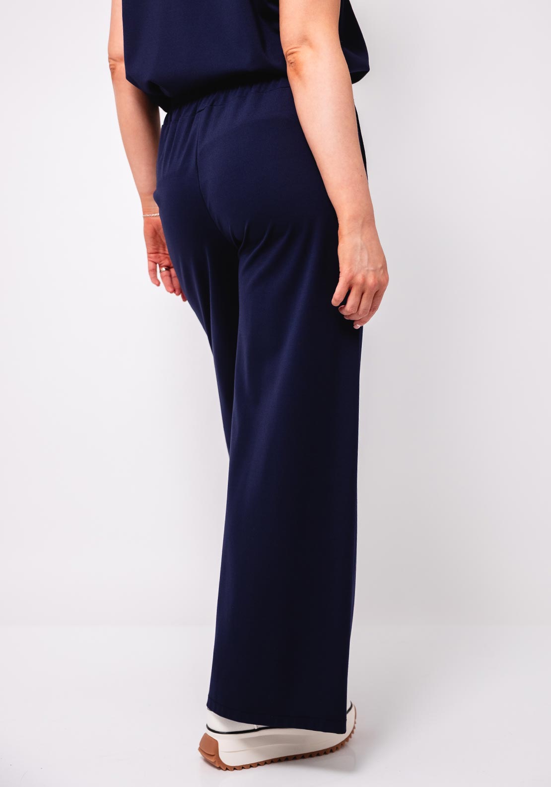 D.E.C.K By Decollage Elasticated Wide Leg Trousers, Navy