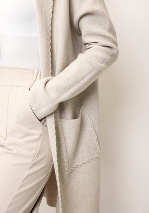 D.E.C.K By Decollage Long Knitted Cardigan, Beige