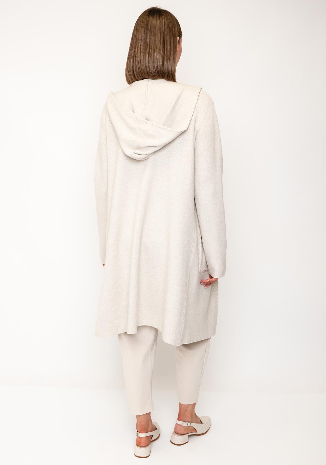D.E.C.K By Decollage Long Knitted Cardigan, Beige