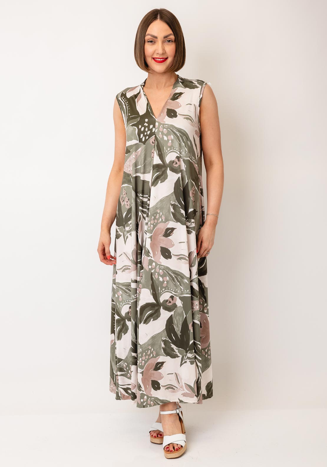 d.e.c.k by Decollage One Size Abstract Floral Print Dress, Green