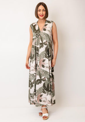 d.e.c.k by Decollage One Size Abstract Floral Print Dress, Green