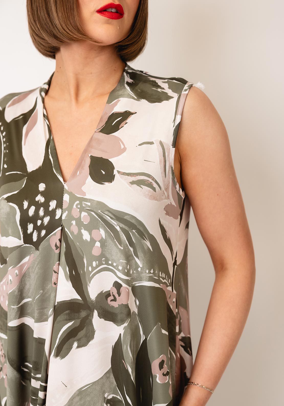 d.e.c.k by Decollage One Size Abstract Floral Print Dress, Green