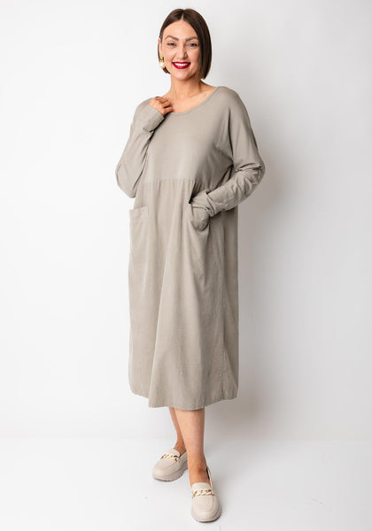deck by decollage linen dress d.e.c.k Pocket Front Corduroy Dress, Taupe Size:IT 42.5 - US 11.5 to 12 EVERPRETTY Plus Size Elegant sale knitwear see fifth pic