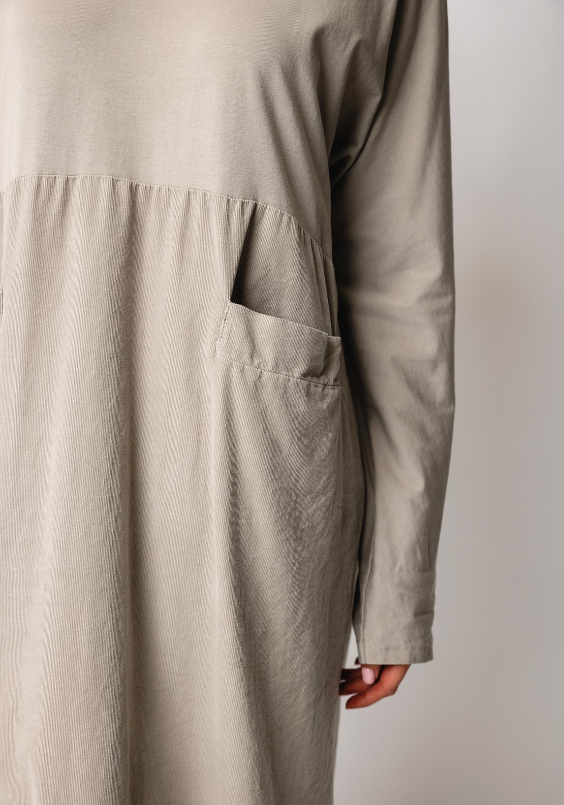 d.e.c.k by Decollage Pocket Front Corduroy Dress, Taupe
