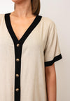 d.e.c.k By Decollage Button-Down Relaxed Dress, Beige