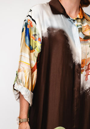 d.e.c.k by Decollage One Size Abstract Graphic Maxi Dress, Brown