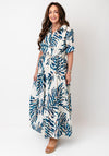 D.E.C.K by Decollage One Size Leaf Print Tiered Shirt Dress, Navy