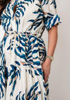 D.E.C.K by Decollage One Size Leaf Print Tiered Shirt Dress, Navy