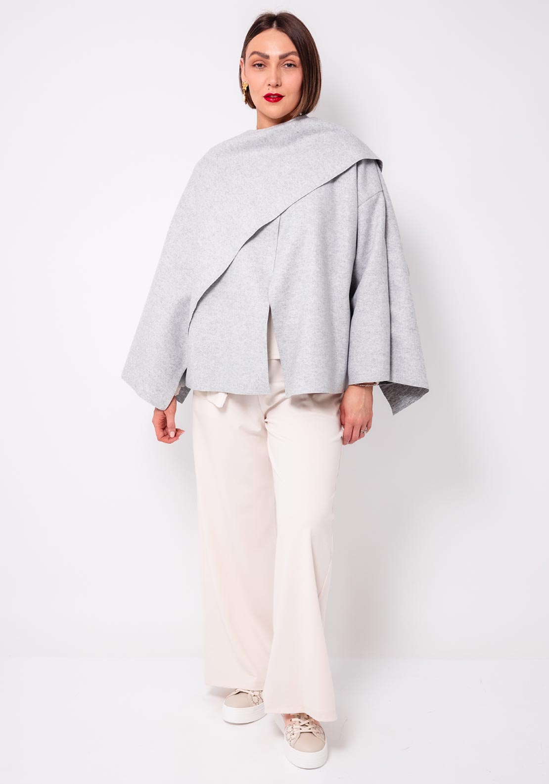 d.e.c.k by Decollage One Size Draped Cape, Grey