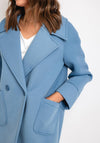 D.E.C.K By Decollage Lapel Collar Long Coat, Sky
