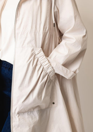 D.e.c.k by Decollage Long Hooded Jacket, Cream