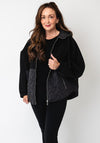 d.e.c.k By Decollage Waffle and Quilted Hooded Coat, Black