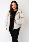 d.e.c.k By Decollage Waffle and Quilted Hooded Coat, Cream Beige