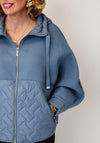 d.e.c.k By Decollage Waffle and Quilted Hooded Coat, Blue