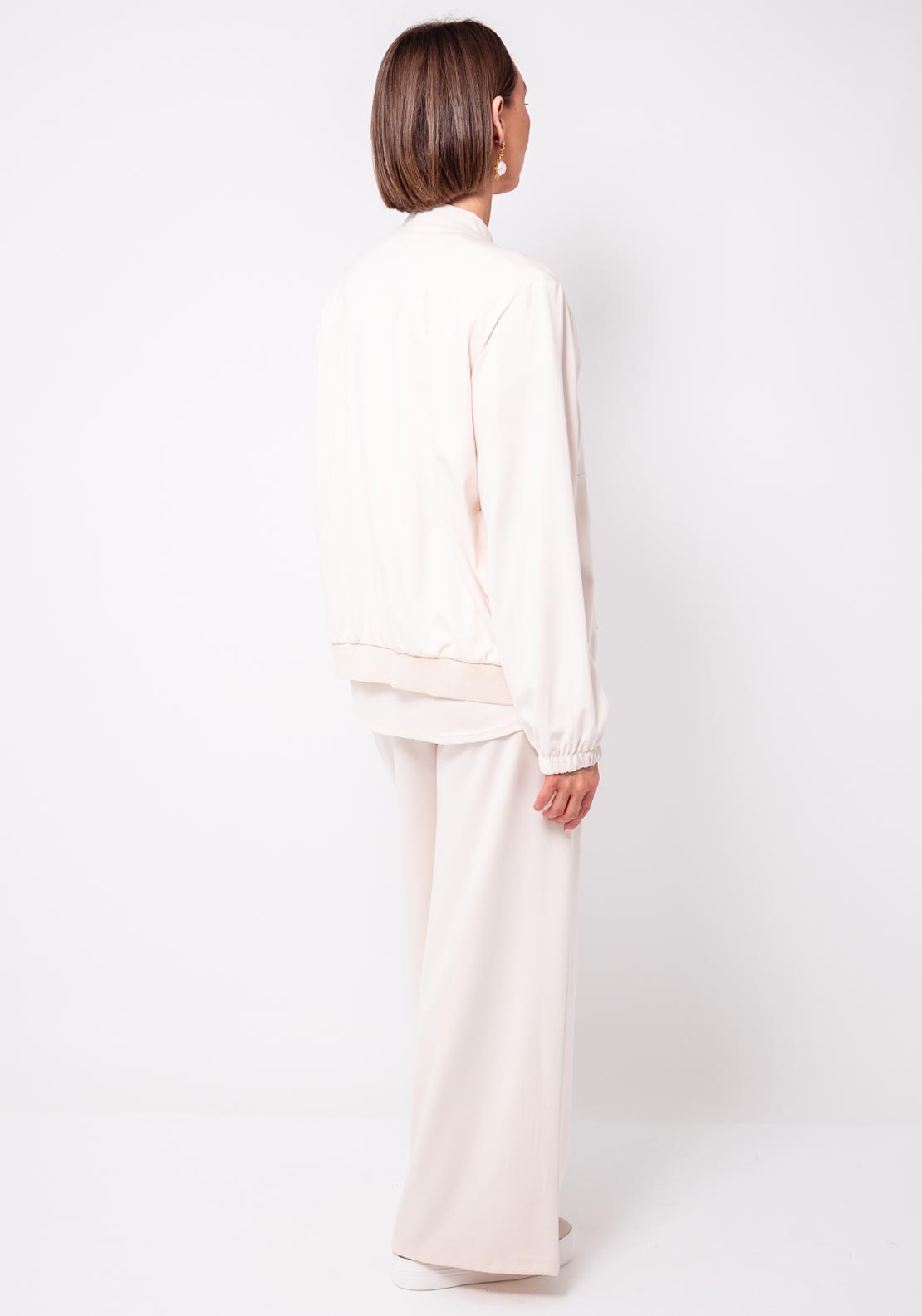 D.E.C.K By Decollage Zipped Bomber Jacket, Cream