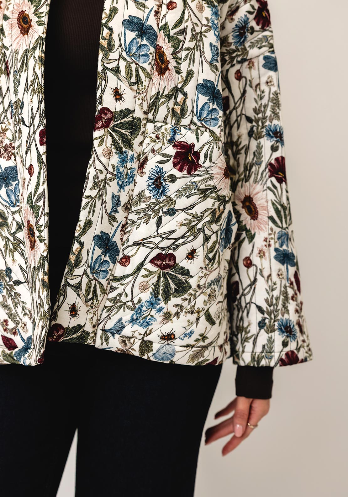 d.e.c.k By Decollage Floral Print Open Jacket, White Multi