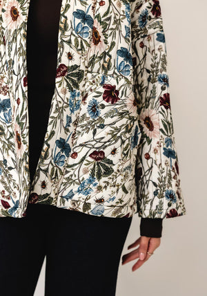 d.e.c.k By Decollage Floral Print Open Jacket, White Multi