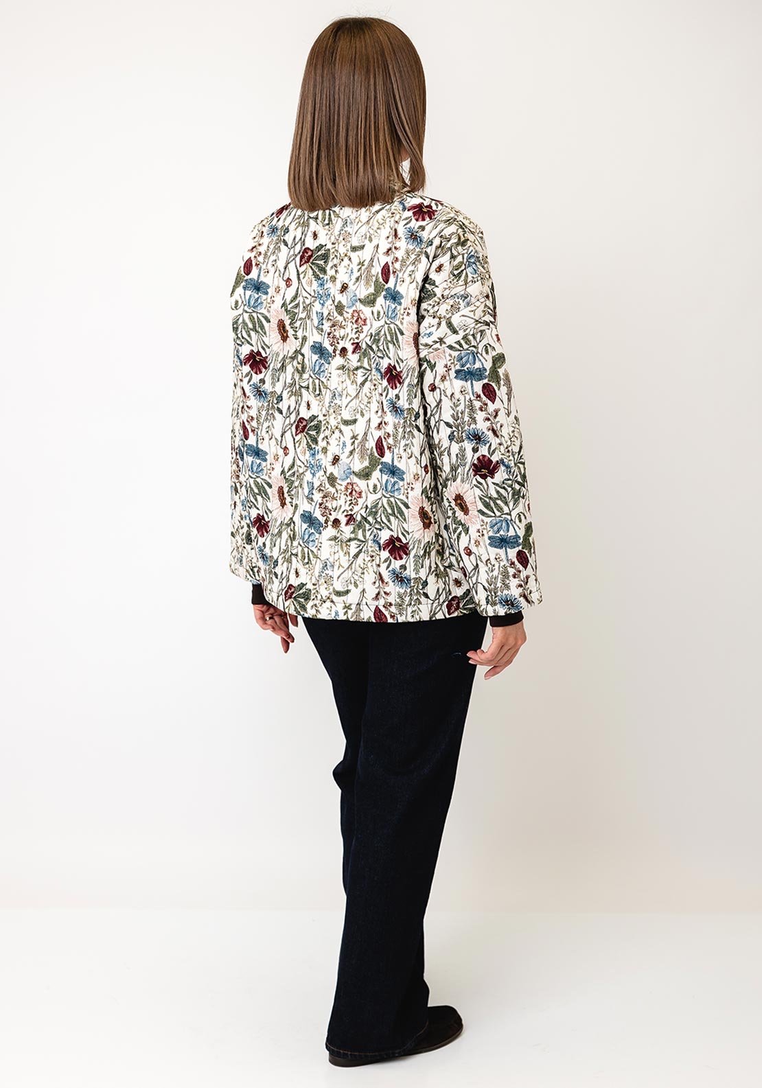 d.e.c.k By Decollage Floral Print Open Jacket, White Multi