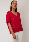 D.e.c.k by Decollage One Size V Neck Short Sleeve Jumper, Pink