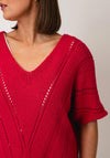 D.e.c.k by Decollage One Size V Neck Short Sleeve Jumper, Pink