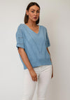 D.e.c.k by Decollage One Size V Neck Short Sleeve Jumper, Sky Blue