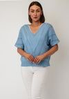 D.e.c.k by Decollage One Size V Neck Short Sleeve Jumper, Sky Blue