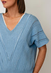 D.e.c.k by Decollage One Size V Neck Short Sleeve Jumper, Sky Blue