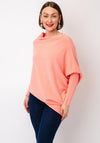 D.E.C.K By Decollage One Size Draped Oversized Jumper, Peach