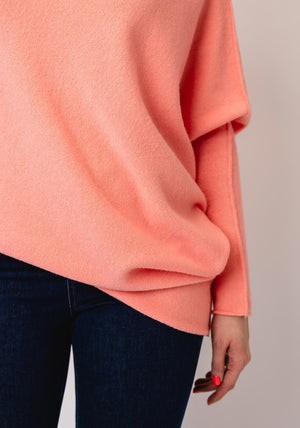 D.E.C.K By Decollage One Size Draped Oversized Jumper, Peach